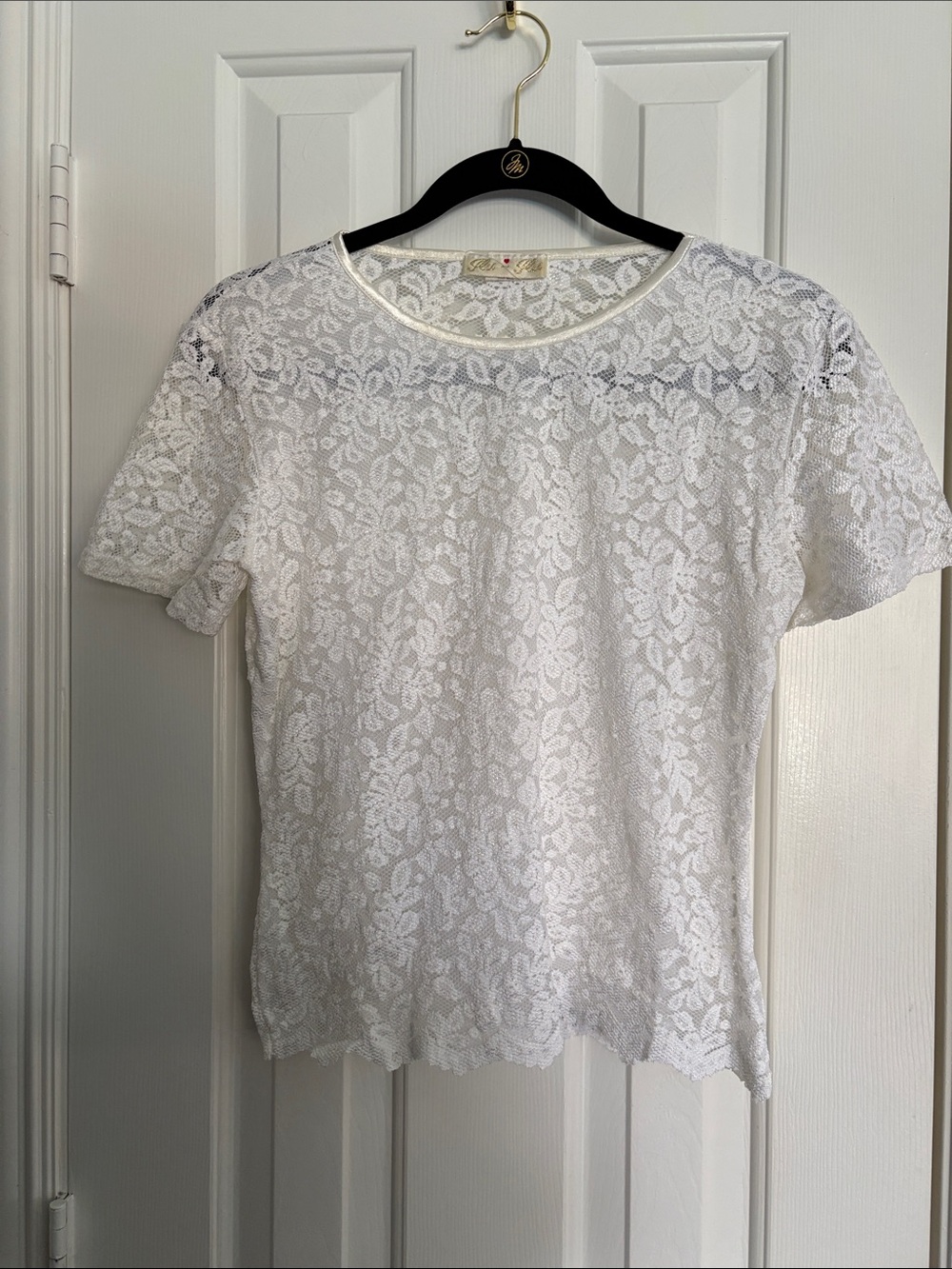 Classic White Lace Short-Sleeve Tee by Flu-Flu.